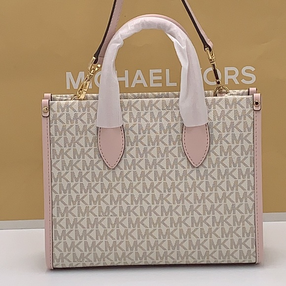 MICHAEL KORS MIRELLA SMALL SHOPPER TOP ZIP XBODY POWDER BLUSH MULTI SIGNATURE - Picture 13 of 16
